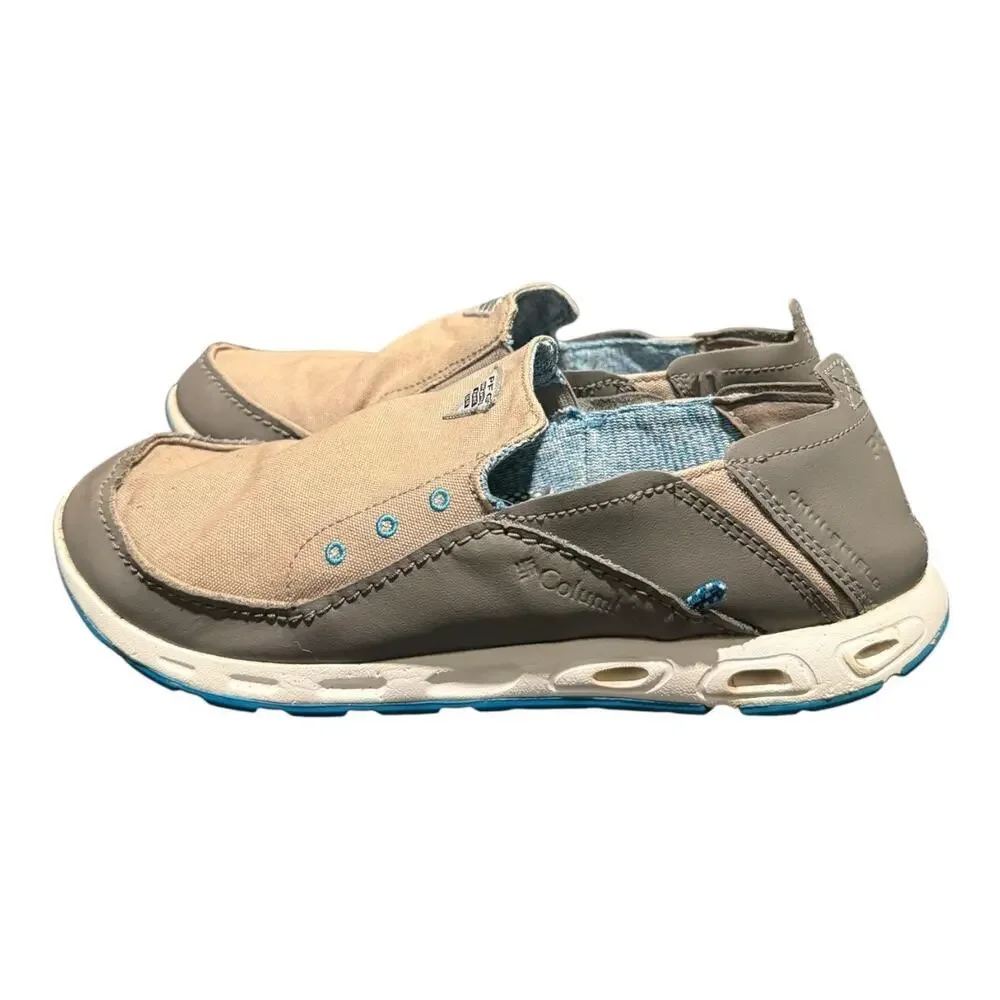 Columbia Men’s Slip On Boat Shoes Size 9 Wide Gray Beige Comfort Casual Loafers